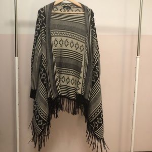Tribal print sleeved open cardigan